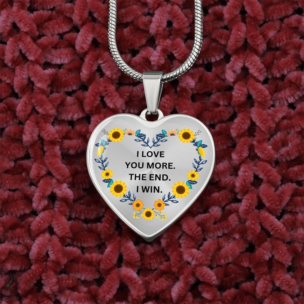 Love You More Sunflower Heart Necklace