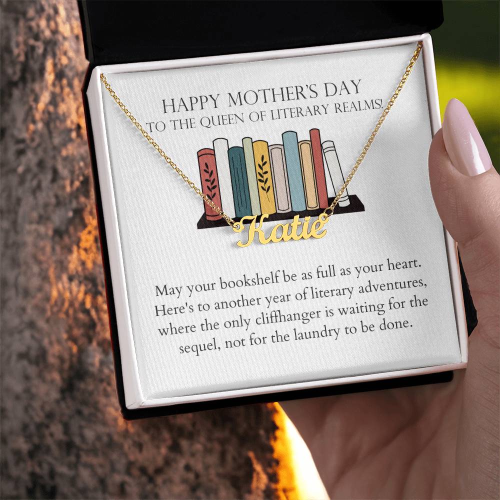 Happy Mother's Day - To Another Year of Literary Adventures Personalized Name Necklace