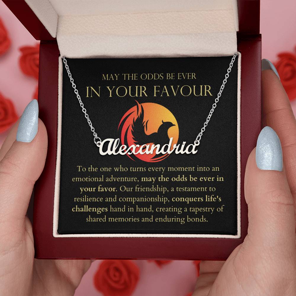 May The Odds Be Ever In Your Favour - Conquers Life's Challenges Hand In Hand Personalized Name Necklace