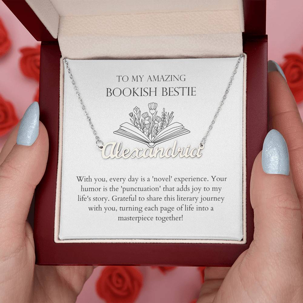 Bookish Bestie - Adds Joy To My Life's Story Personalized Name Necklace