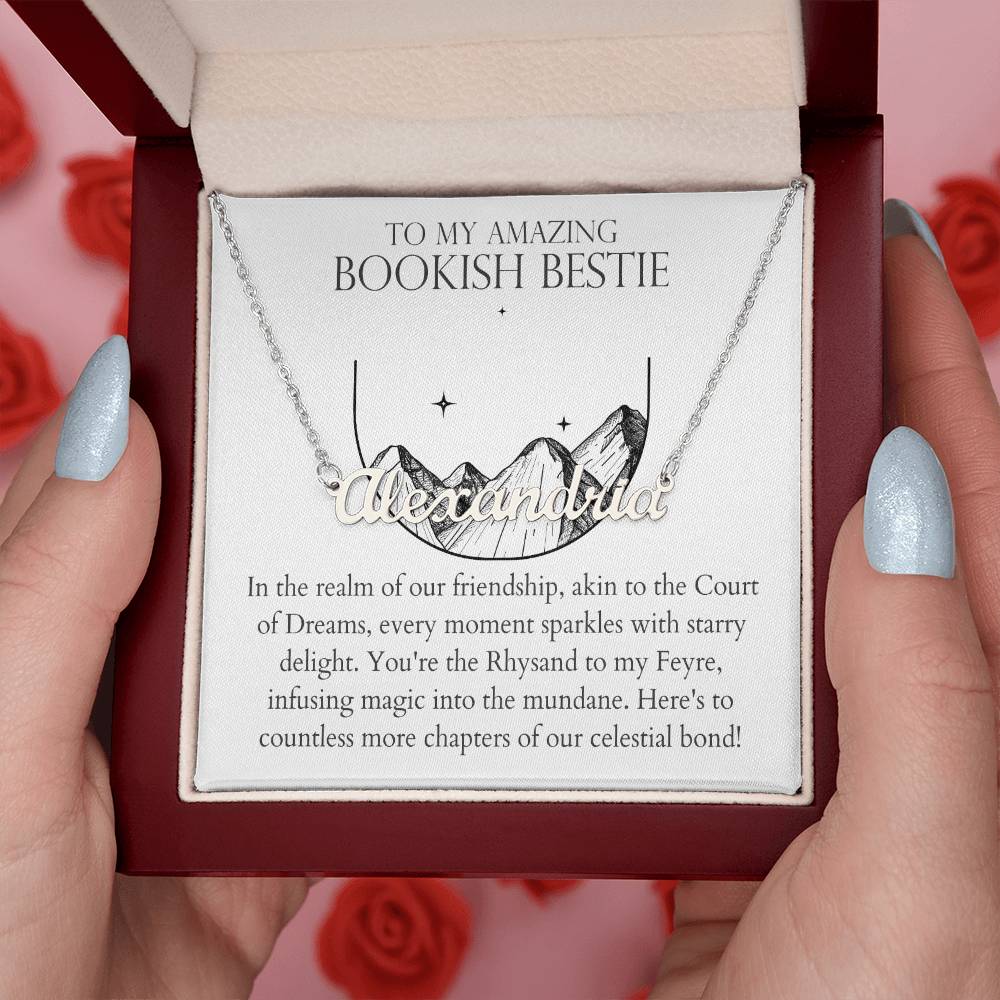 Bookish Bestie - Countless Chapters of Our Celestial Bond Personalized Name Necklace