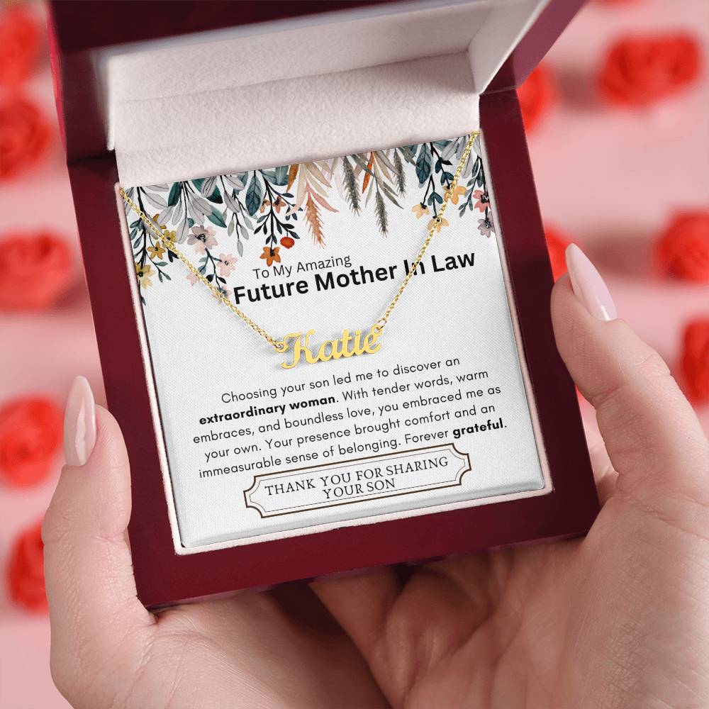 Lurve™ Future Mother In Law - Extraordinary Woman, Grateful Heart Personalized Name Necklace
