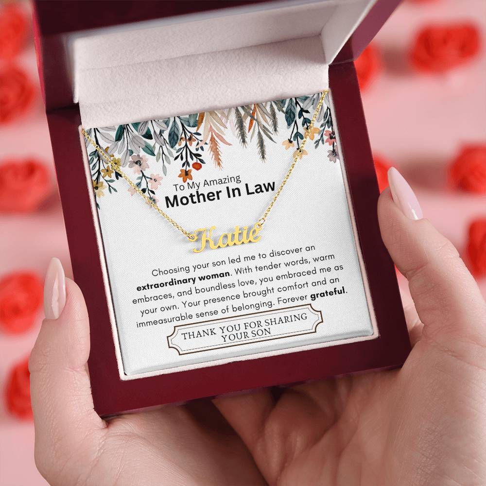Lurve™ Mother In Law - Extraordinary Woman, Grateful Heart Personalized Name Necklace