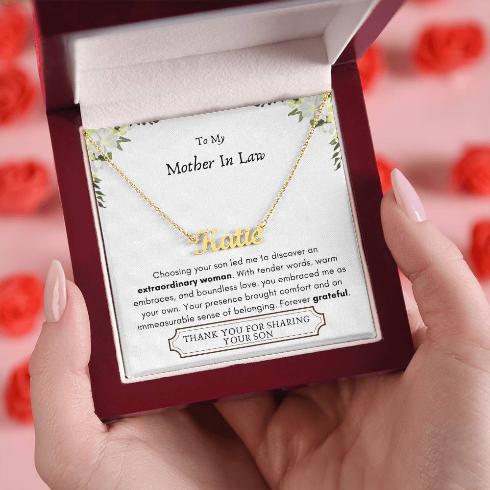 Lurve™ Mother In Law - Extraordinary Woman, Grateful Personalized Name Necklace