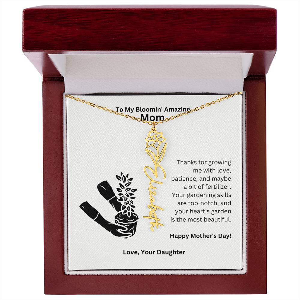 Mom - Growing Me With Love Flower Name Necklace