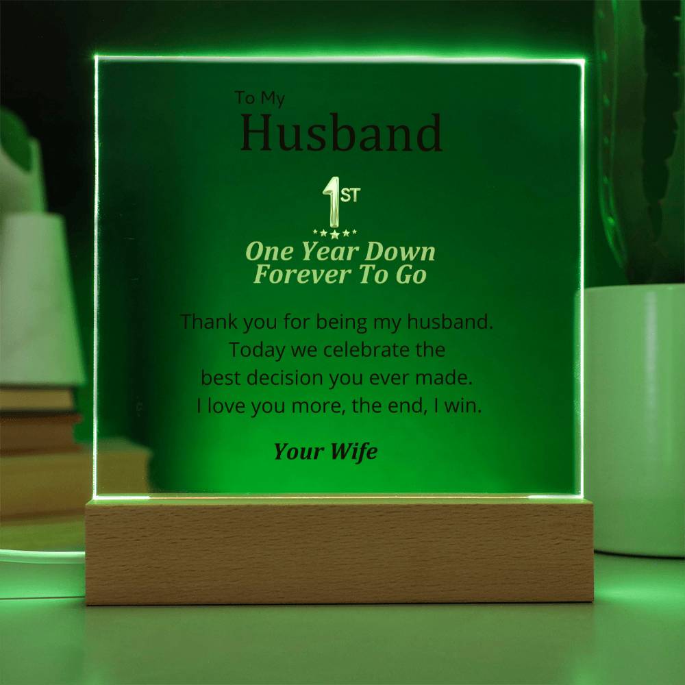 1st Anniversary - Best Decision Ever Made Square Acrylic Plaque