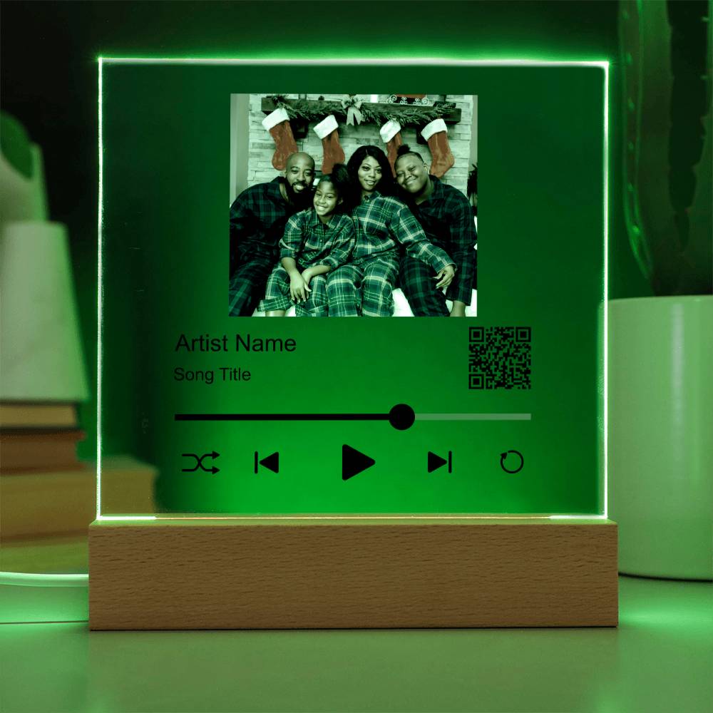 Black Christmas Family Song Plaque Square Acrylic Plaque