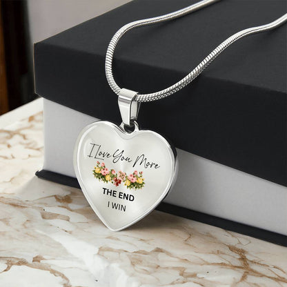 Love You More Flower Heart Necklace
