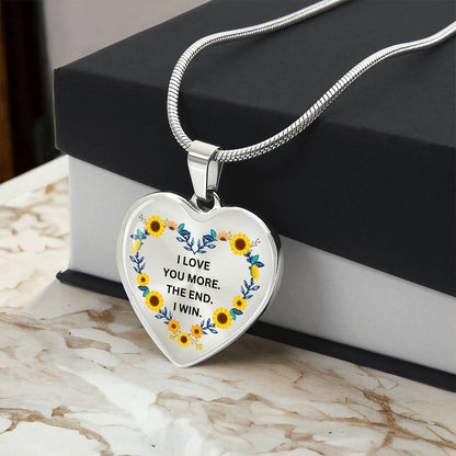 Love You More Sunflower Heart Necklace