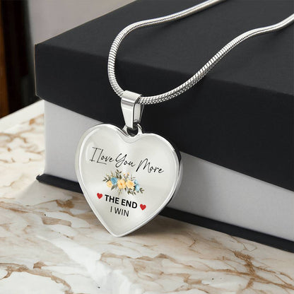 Love You More Flower1 Heart Necklace