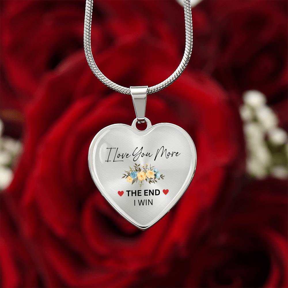 Love You More Flower1 Heart Necklace