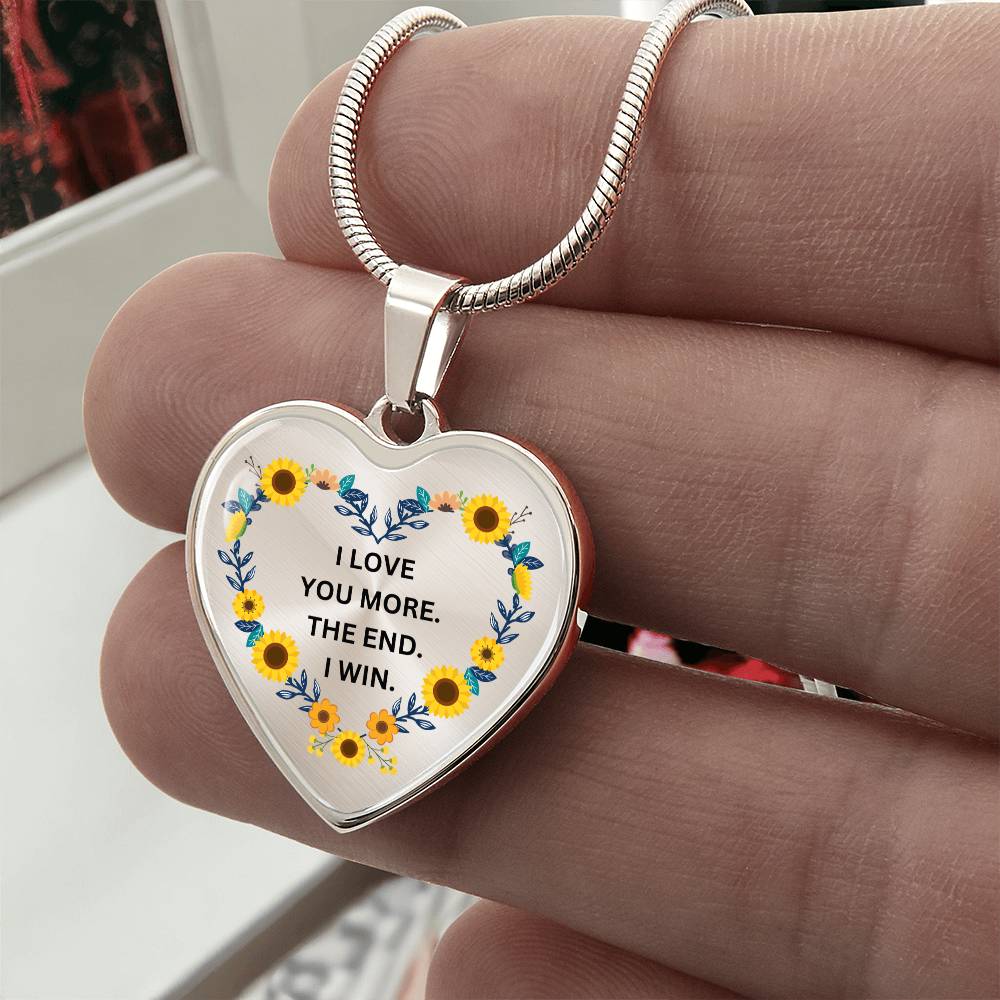 Love You More Sunflower Heart Necklace