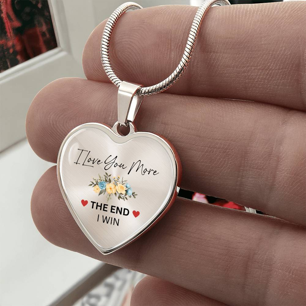 Love You More Flower1 Heart Necklace
