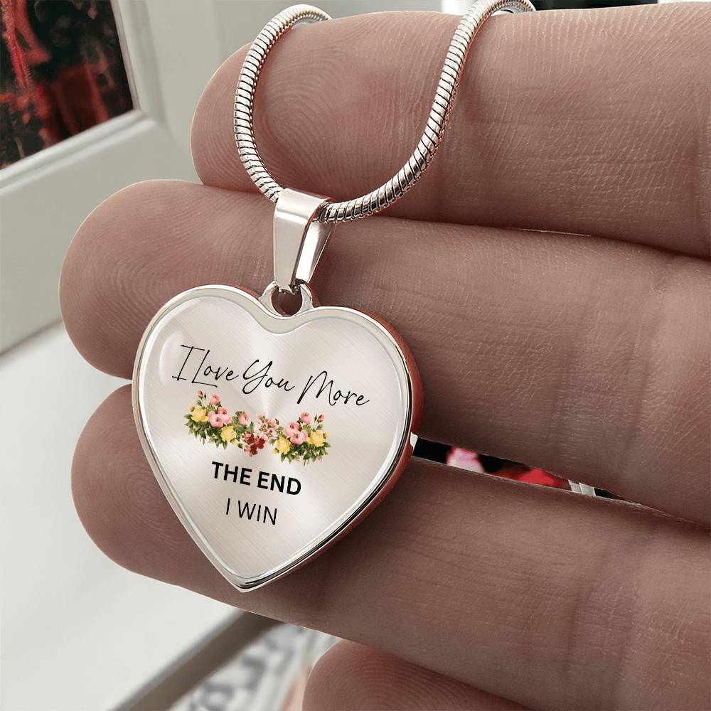 Love You More Flower Heart Necklace