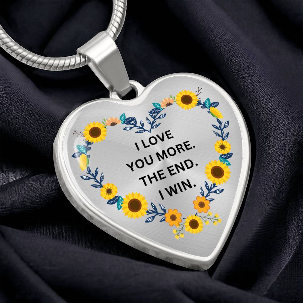 Love You More Sunflower Heart Necklace