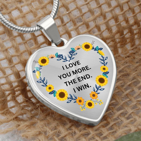 Love You More Sunflower Heart Necklace