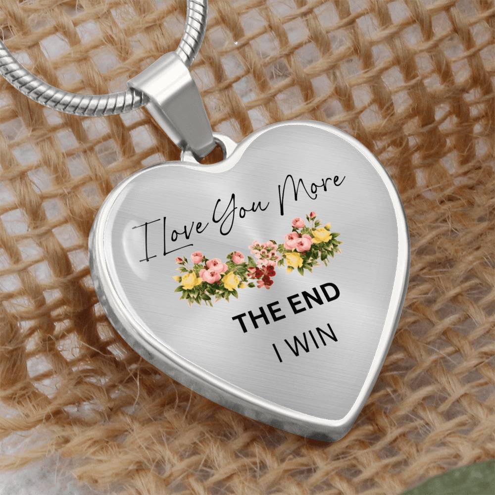 Love You More Flower Heart Necklace