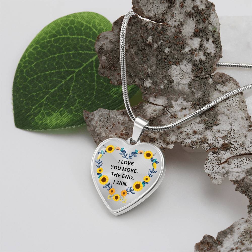 Love You More Sunflower Heart Necklace