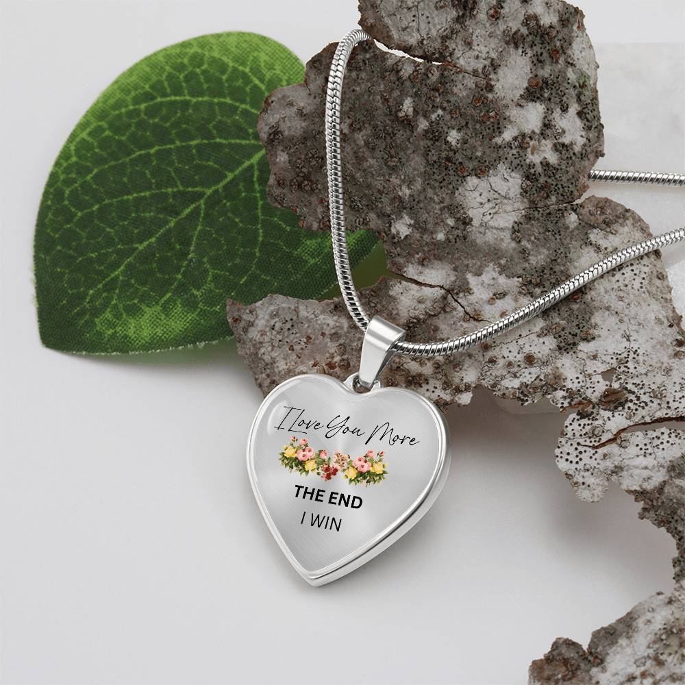 Love You More Flower Heart Necklace