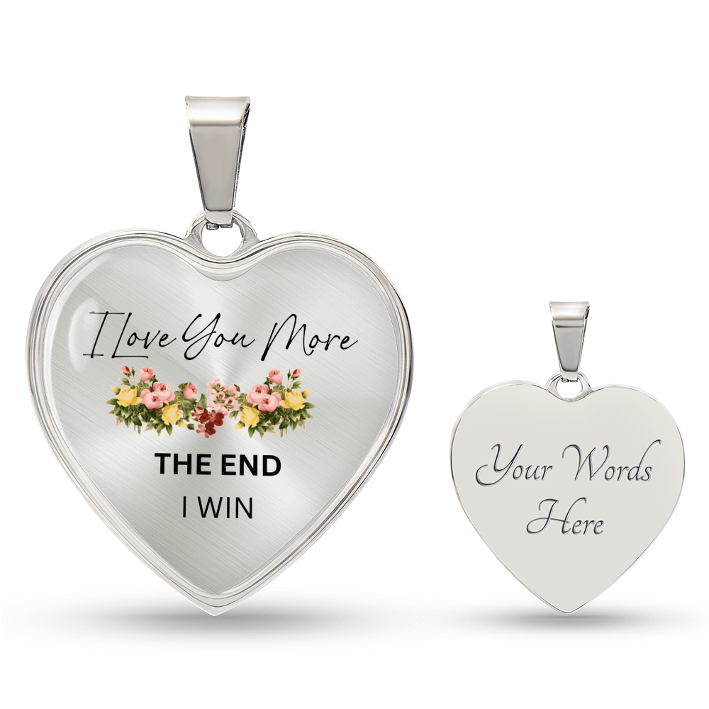 Love You More Flower Heart Necklace