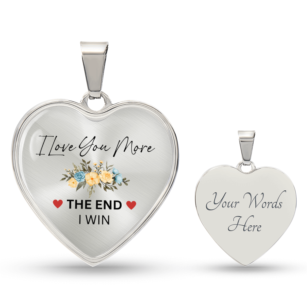 Love You More Flower1 Heart Necklace