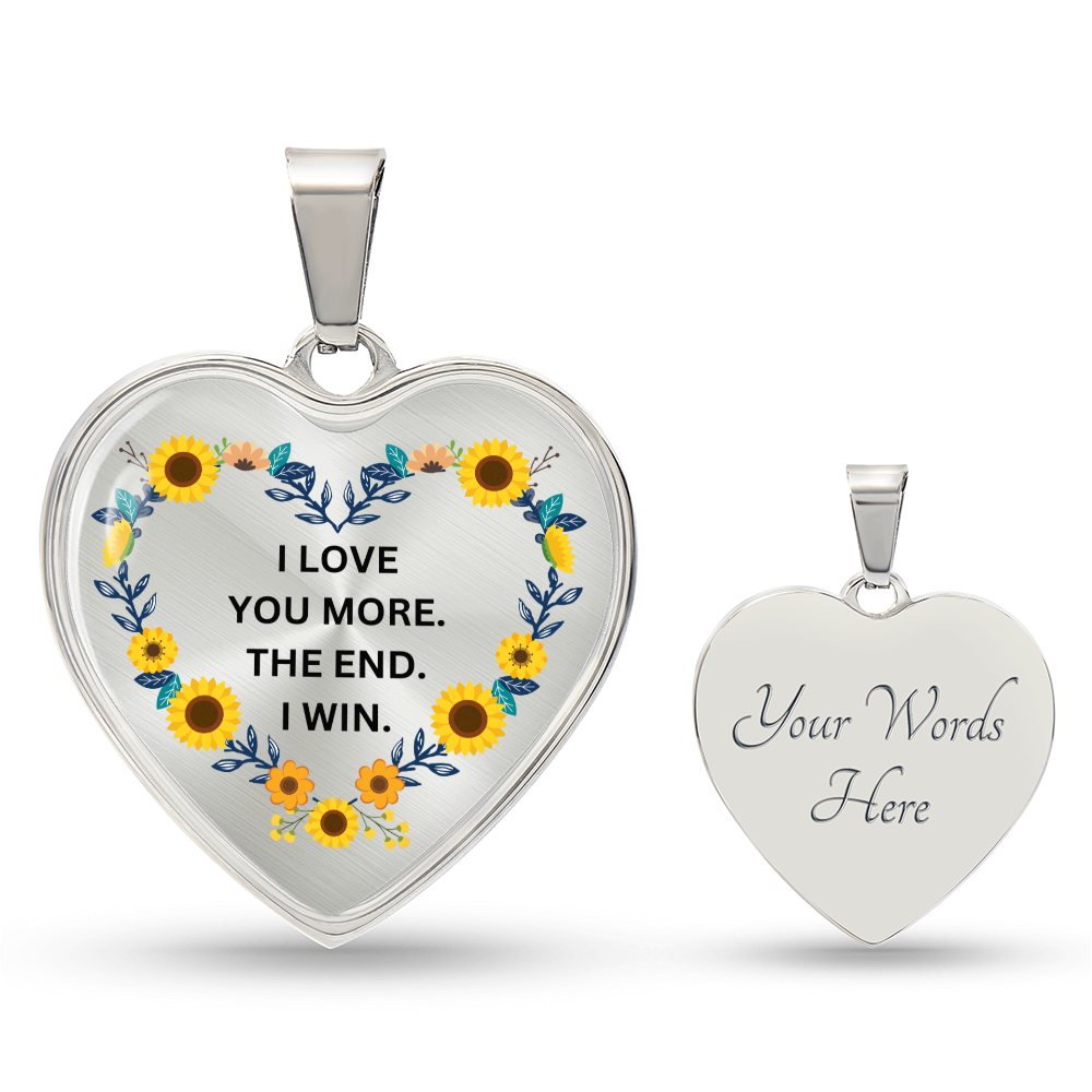 Love You More Sunflower Heart Necklace