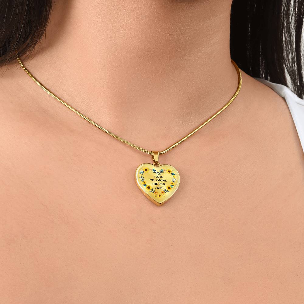 Love You More Sunflower Heart Necklace