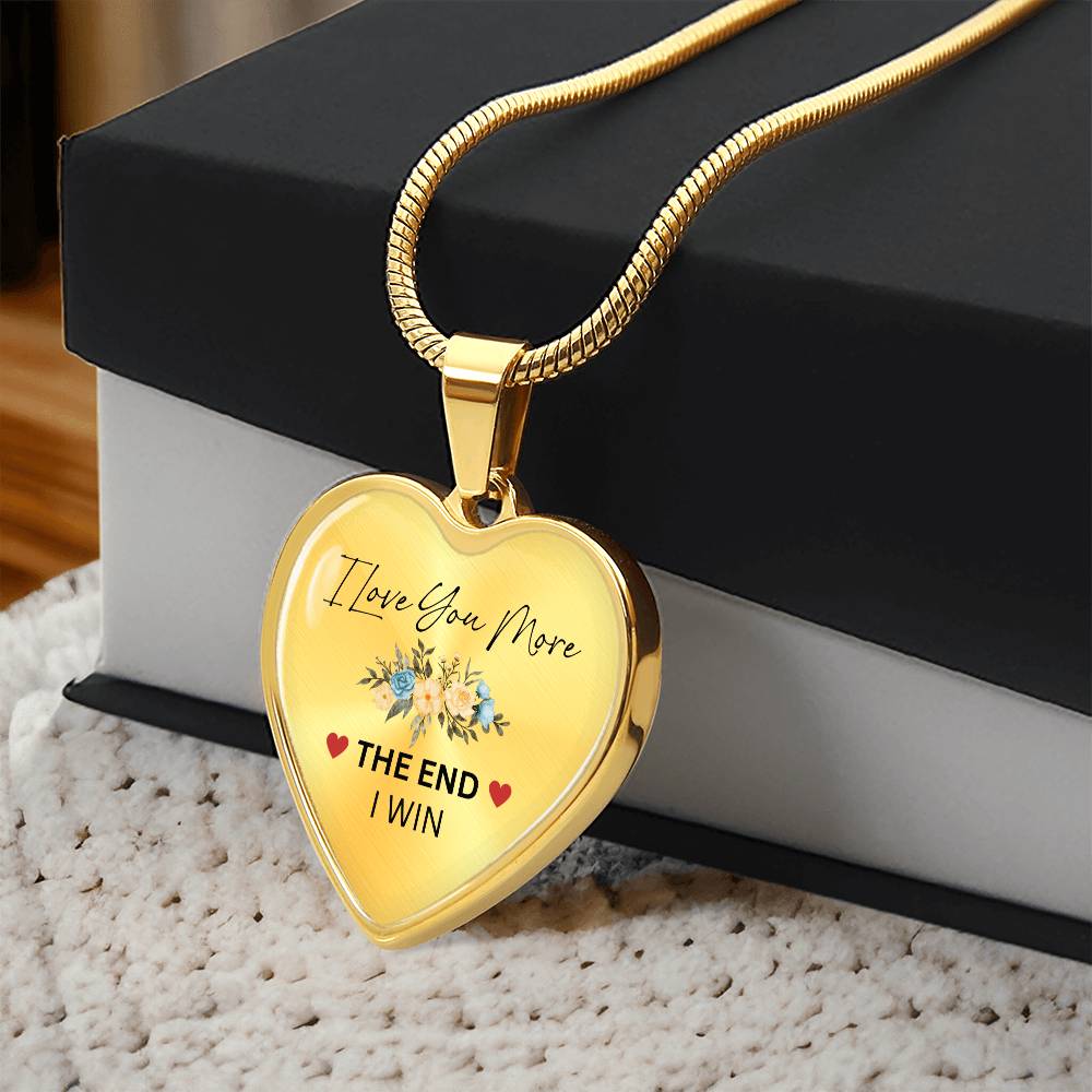 Love You More Flower1 Heart Necklace