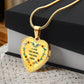Love You More Sunflower Heart Necklace