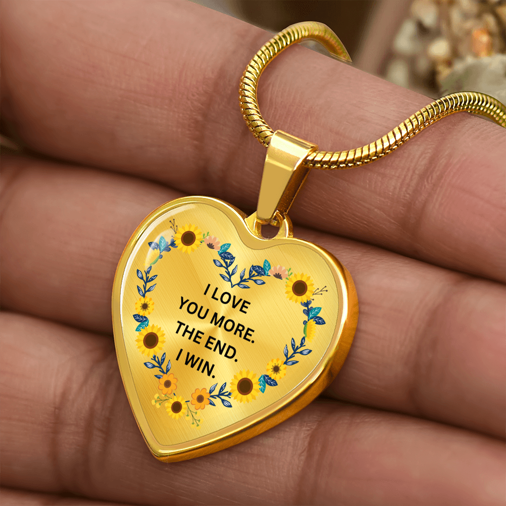 Love You More Sunflower Heart Necklace
