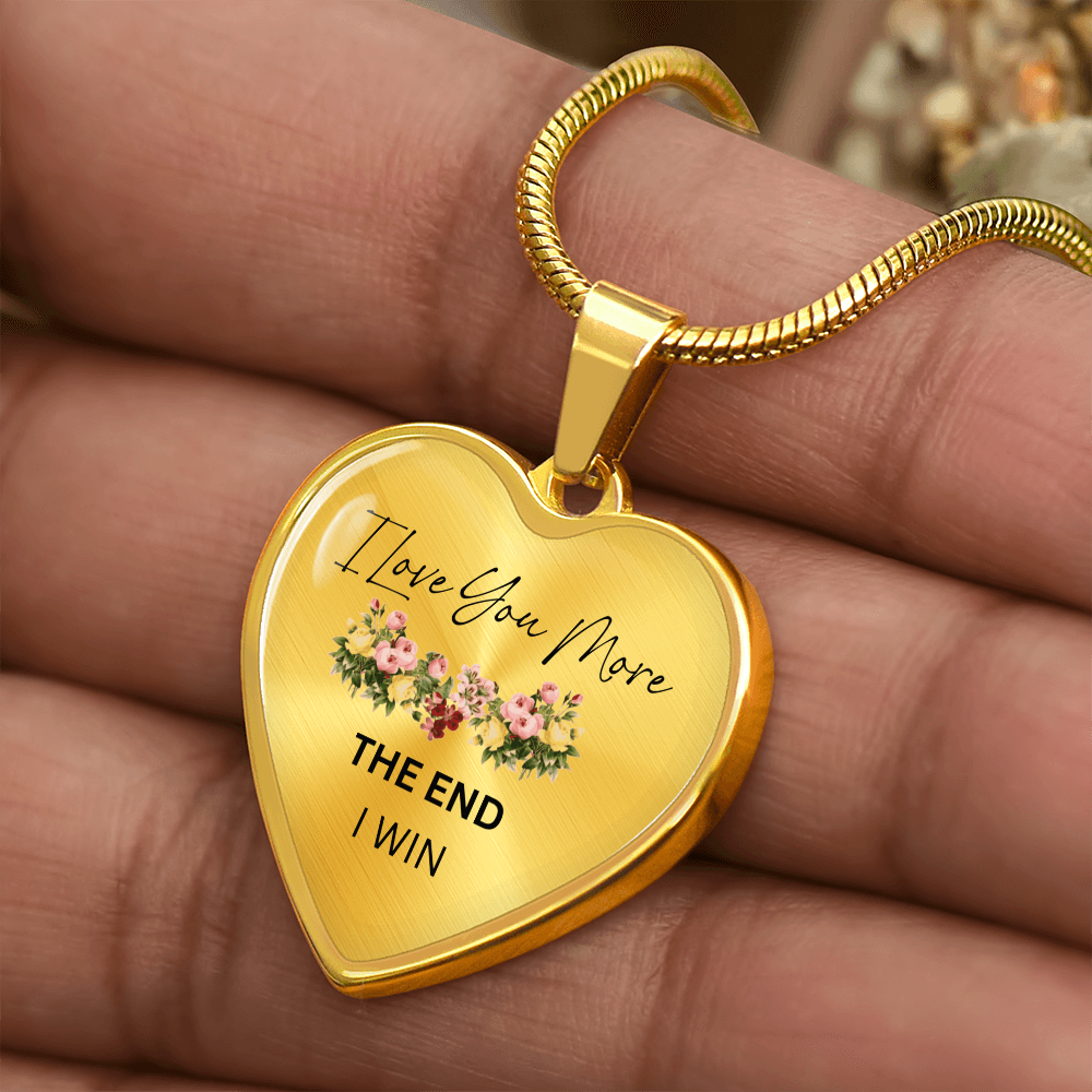 Love You More Flower Heart Necklace