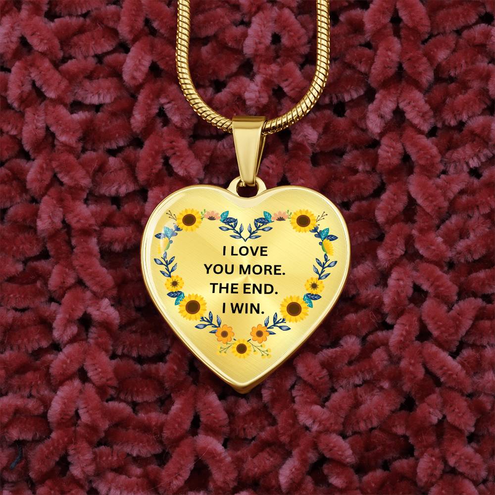 Love You More Sunflower Heart Necklace