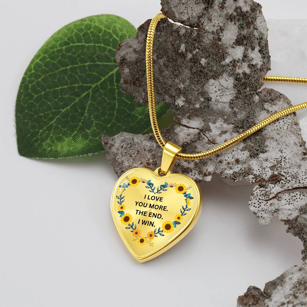 Love You More Sunflower Heart Necklace