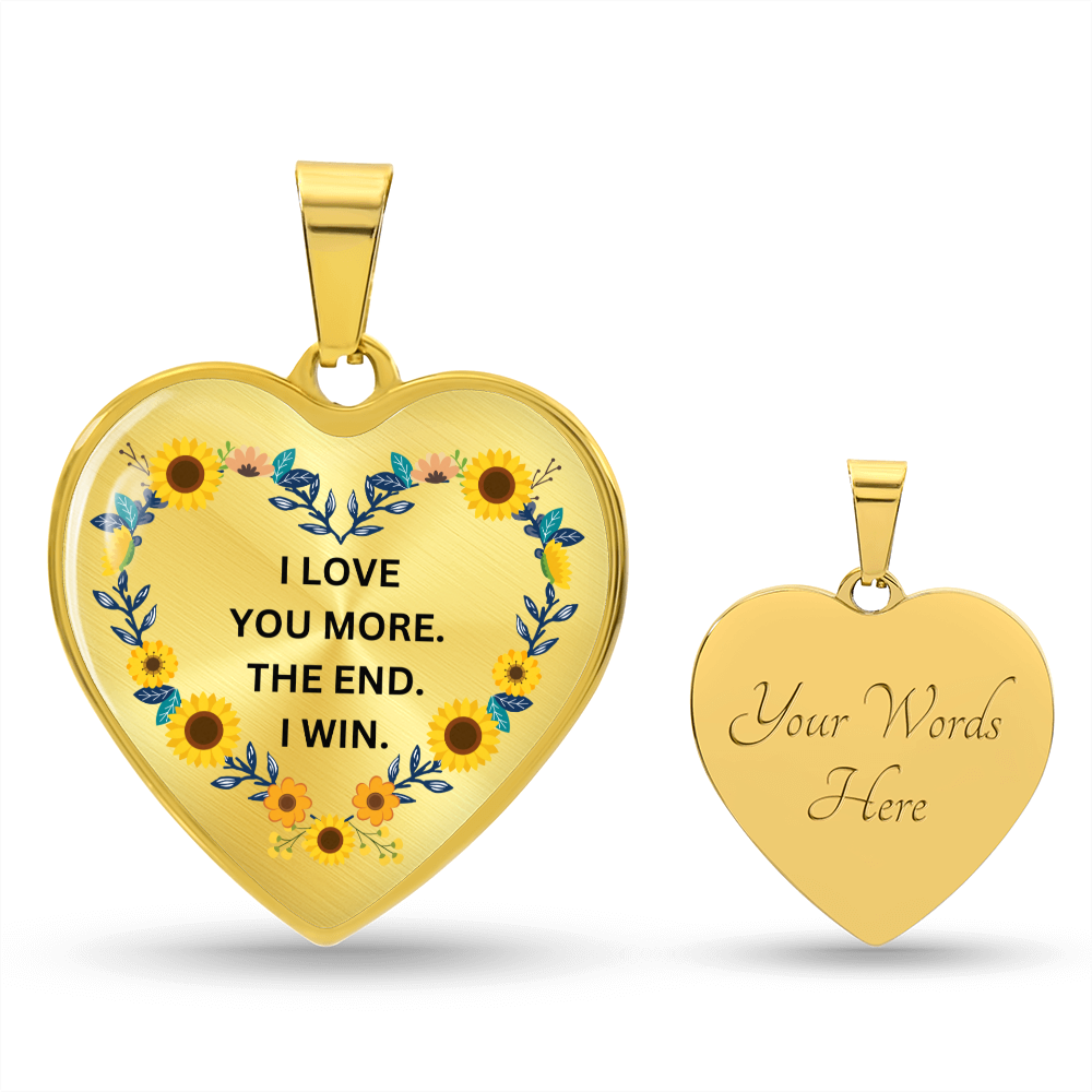 Love You More Sunflower Heart Necklace