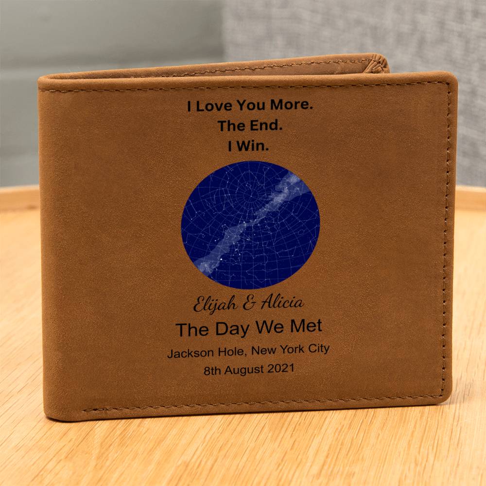 I Love You More Star Map The Day We Met Leather Wallet