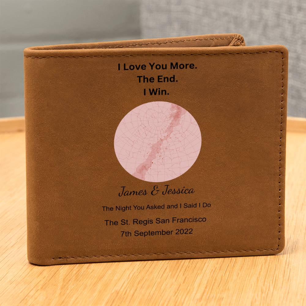 I Love You More Star Map The Night You Asked and I Said I Do Leather Wallet