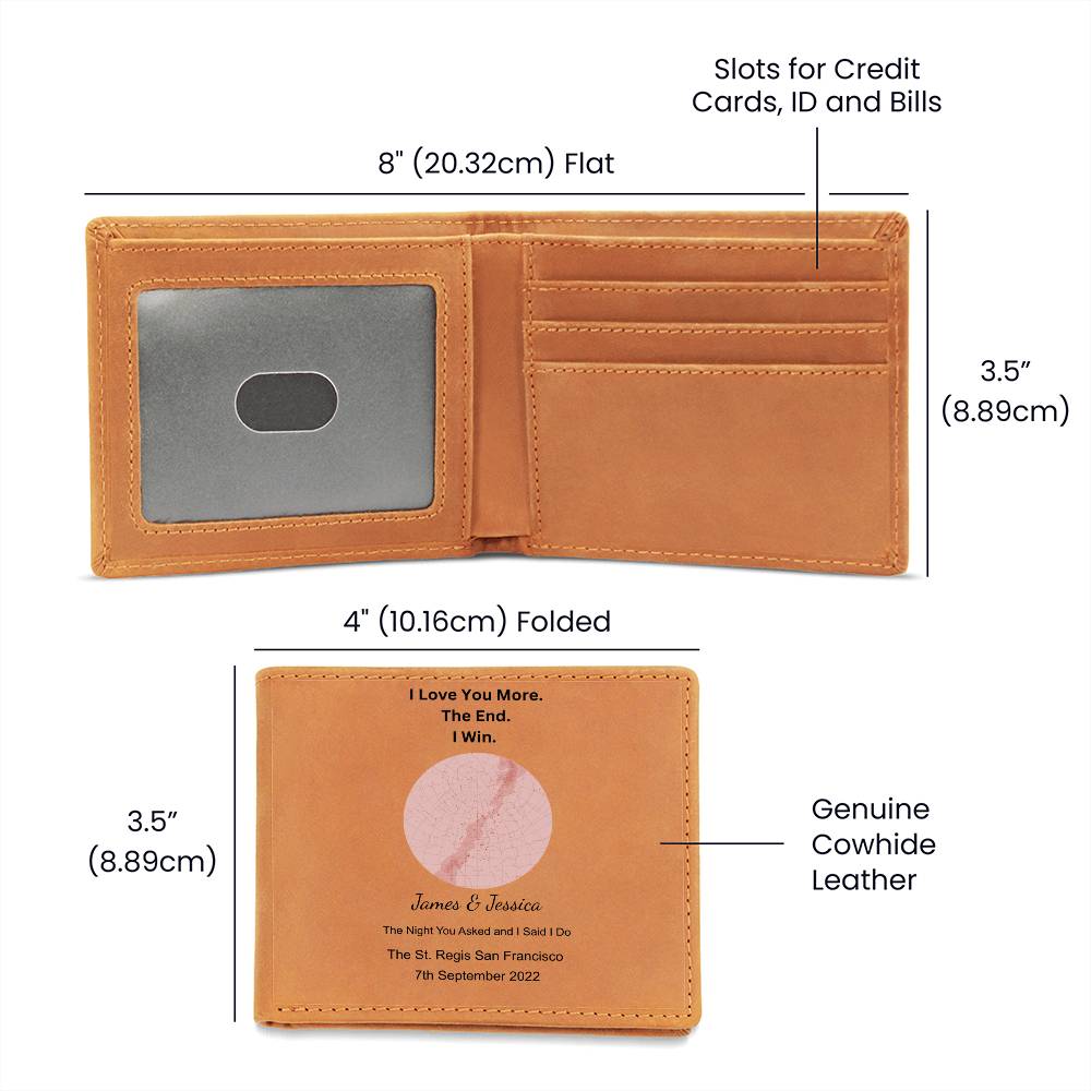 I Love You More Star Map The Night You Asked and I Said I Do Leather Wallet