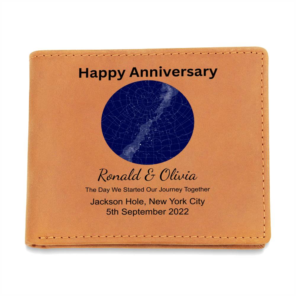 Happy Anniversary Star Map The Day We Started Our Journey Together Leather Wallet