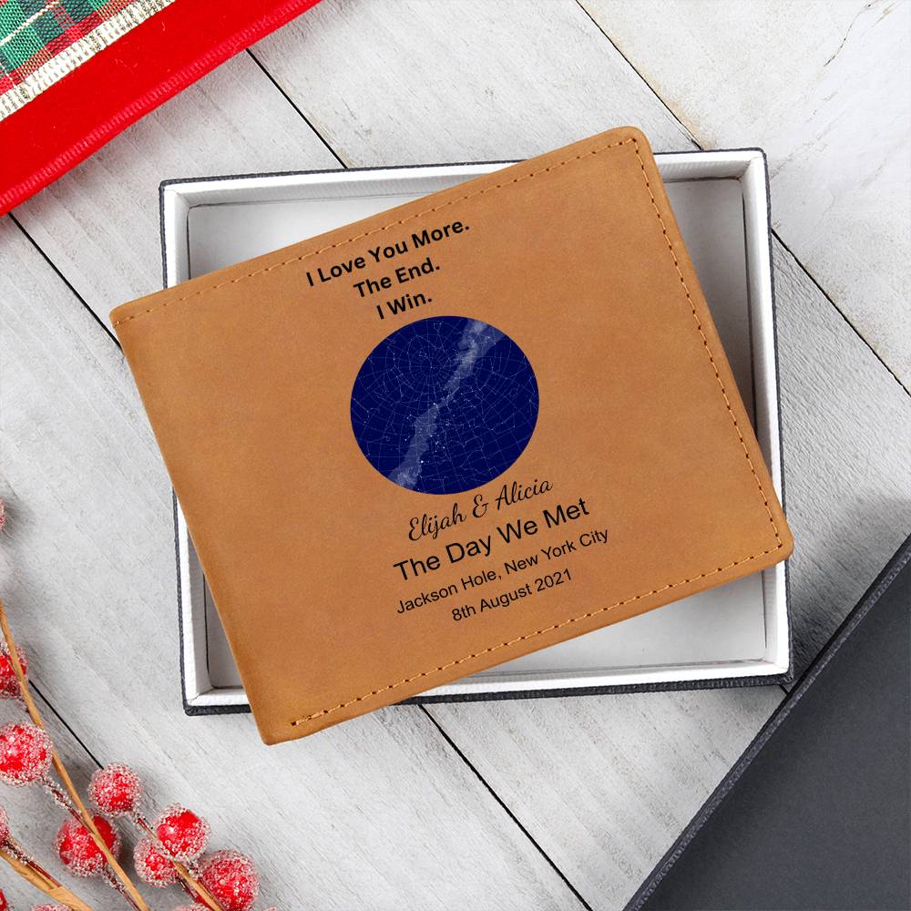 I Love You More Star Map The Day We Met Leather Wallet
