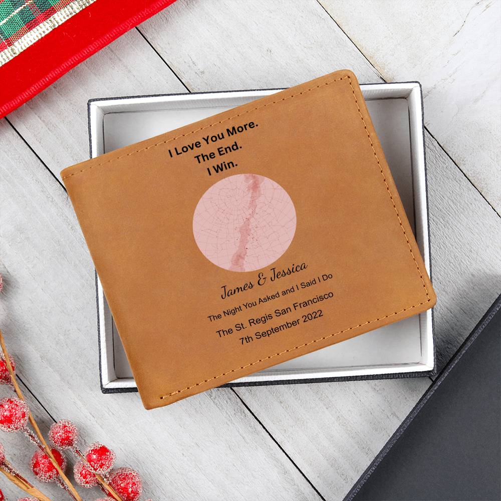 I Love You More Star Map The Night You Asked and I Said I Do Leather Wallet