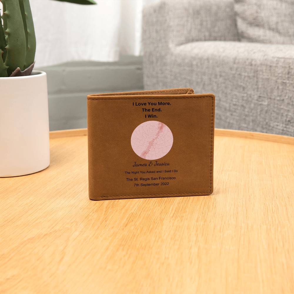I Love You More Star Map The Night You Asked and I Said I Do Leather Wallet