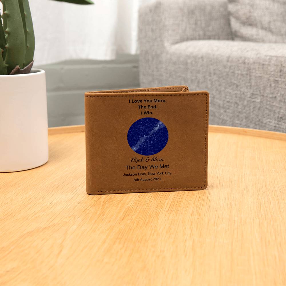 I Love You More Star Map The Day We Met Leather Wallet