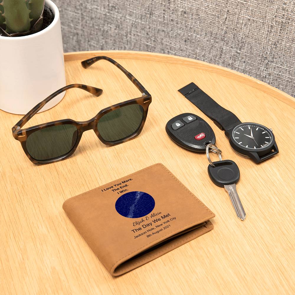 I Love You More Star Map The Day We Met Leather Wallet