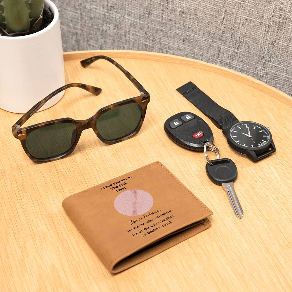 I Love You More Star Map The Night You Asked and I Said I Do Leather Wallet