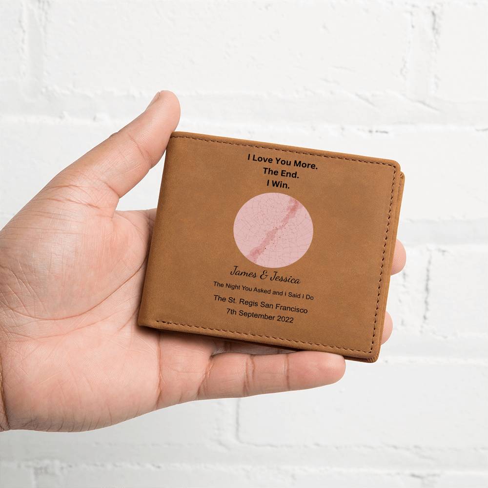 I Love You More Star Map The Night You Asked and I Said I Do Leather Wallet