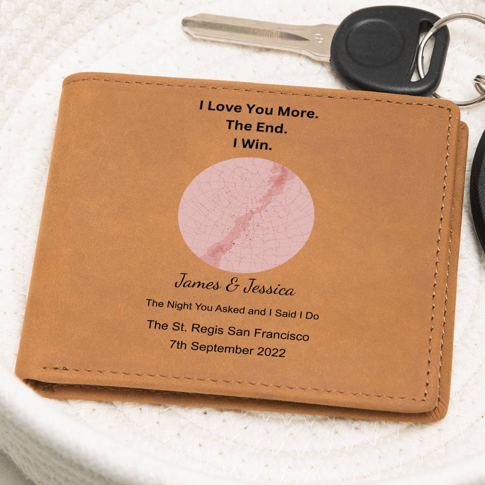I Love You More Star Map The Night You Asked and I Said I Do Leather Wallet