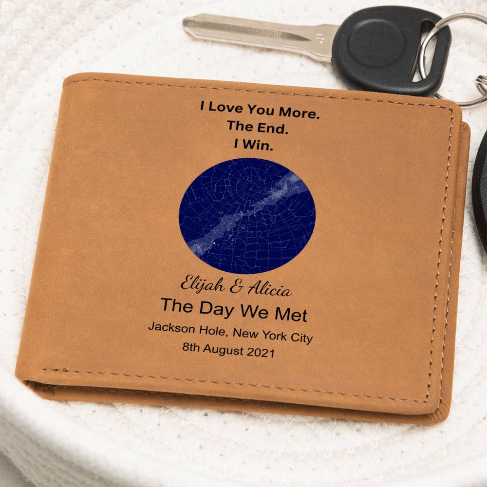 I Love You More Star Map The Day We Met Leather Wallet