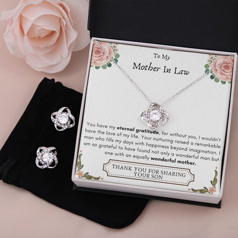 Lurve™ Mother In Law - Eternal Gratitude, Wonderful Mother Love Knot Earring & Necklace Set