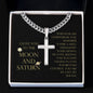 Love You To The Moon and Saturn - Beyong My Control Personalized Cross Necklace with Cuban Chain