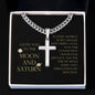 Love You To The Moon and Saturn - Deeply I Love You Personalized Cross Necklace with Cuban Chain
